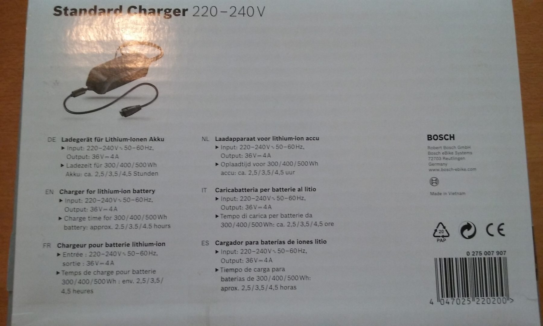 Bosch Chargeur standard Chargeur 4A
